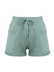 Y2K Drawstring Solid Shorts with Pockets for Women