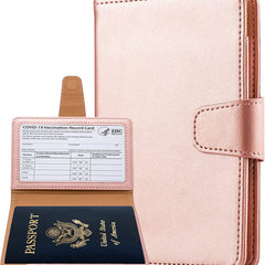 Leather Passport & Vaccine Card Holder Combo - Wallet Cover