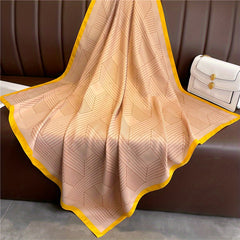 Square Scarf Geometric Pattern Shawl Women Head Wrap Bandana Windproof Kerchief