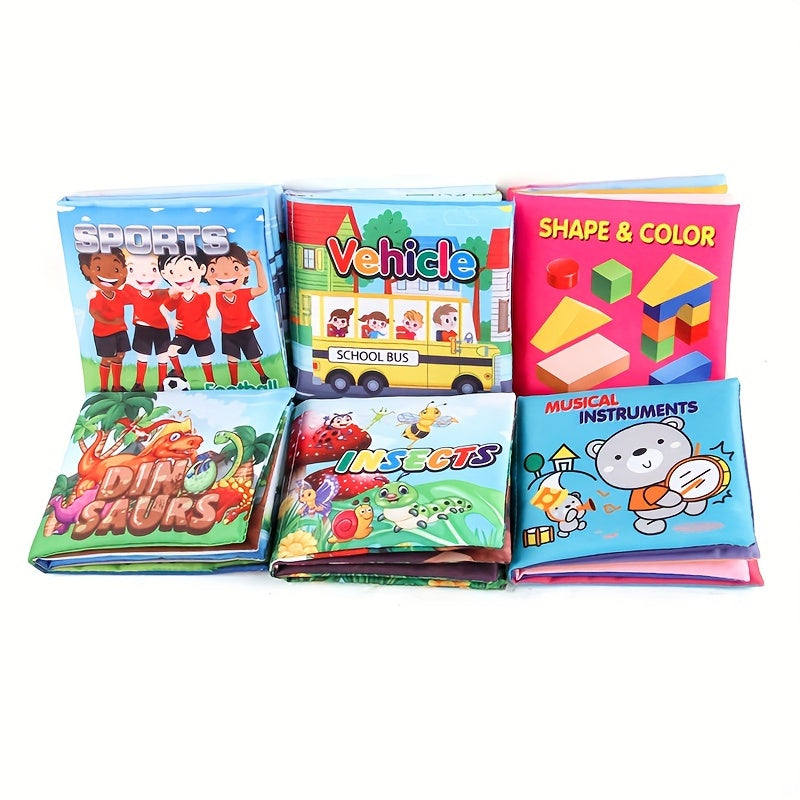 Baby Cloth Books Set of 6 Shape Sports Dinosaur Traffic Music Insect
