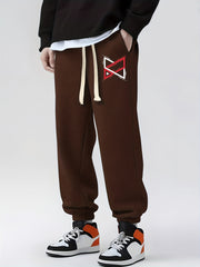 Geometric Pattern Drawstring Sweatpants Loose Fit Joggers Men Spring Autumn