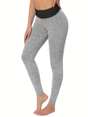 High Waist Honeycomb Sports Yoga Leggings for Women