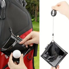 Colorful Golf Ball Cleaning Towel w/ Retractable Key Chain & Tee