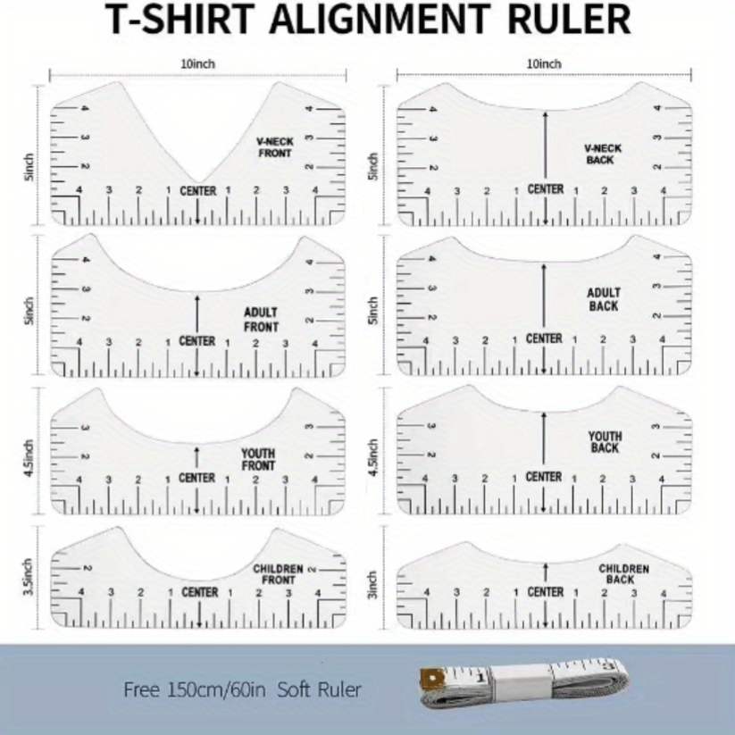 Tshirt Ruler Guide For Vinyl Alignment HTV Sublimation Heat Press Tool