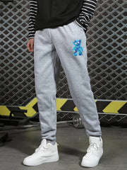 Men's Cartoon Bear Print Casual Sweatpants