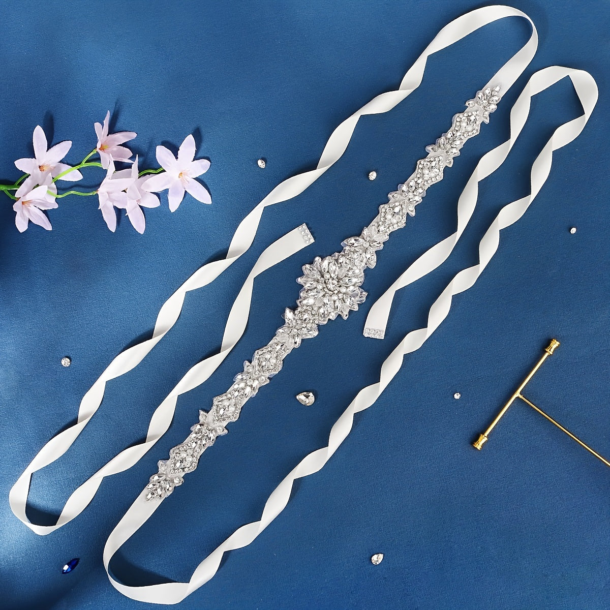 Rhinestone Bridal Belt Wedding Dress Waist Chain Sash Faux Pearl Beaded Belt