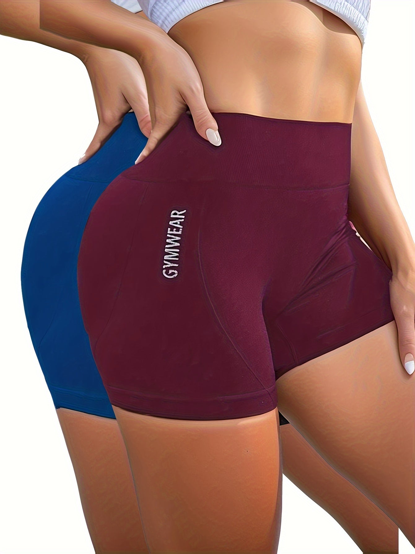 Letter Pattern Yoga Shorts High Stretch Sports Activewear