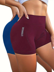 Letter Pattern Yoga Shorts High Stretch Sports Activewear
