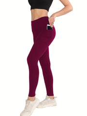 High Waist Cropped Yoga Pants Side Pockets Slim Fit Stretchy Yoga Leggings