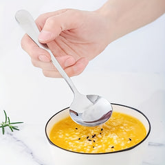 6pcs Soup Spoon Stainless Steel Large Round Spoon Heavy Duty Tableware