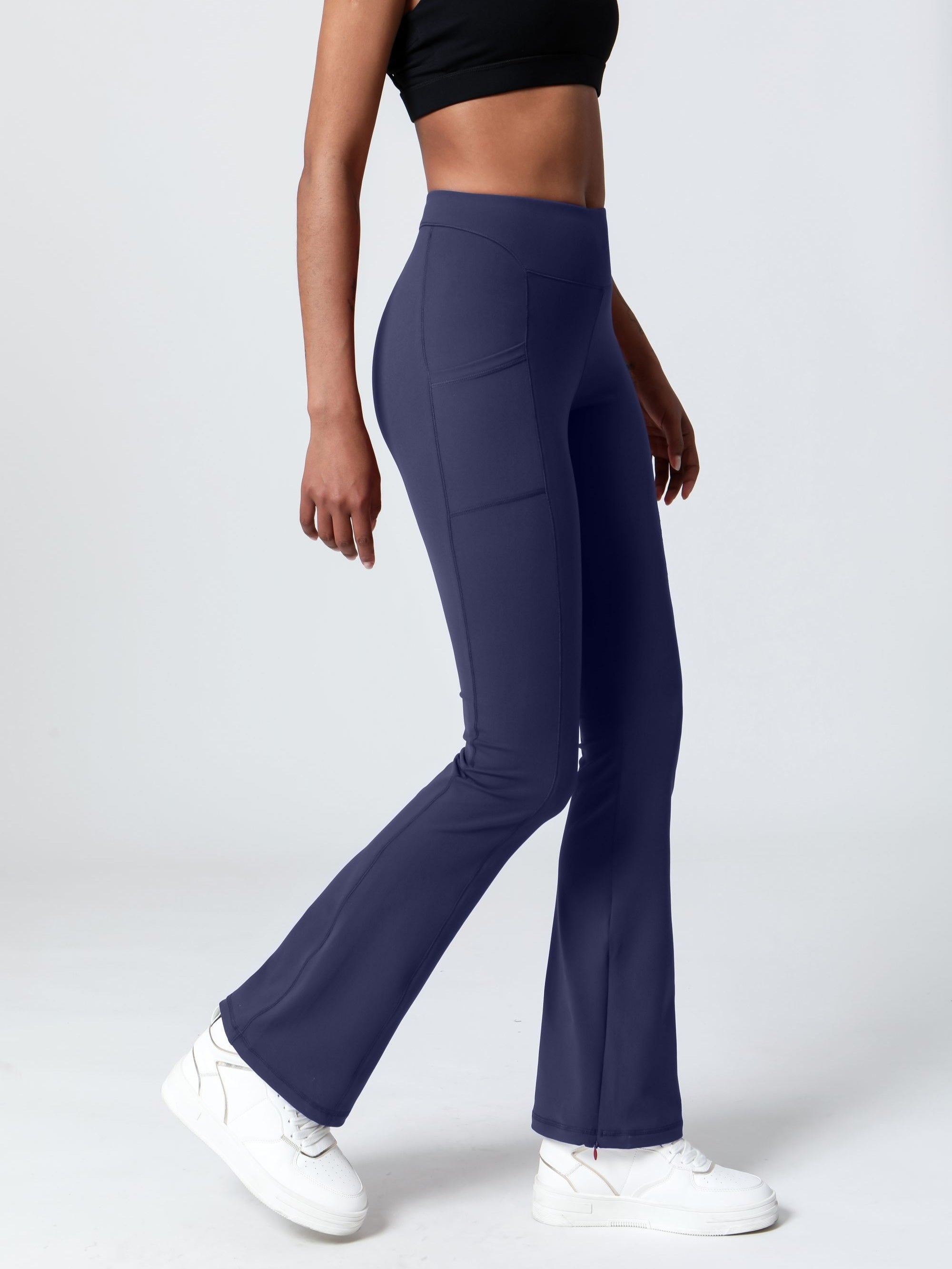 High Waist Flare Leg Yoga Pants with Pocket