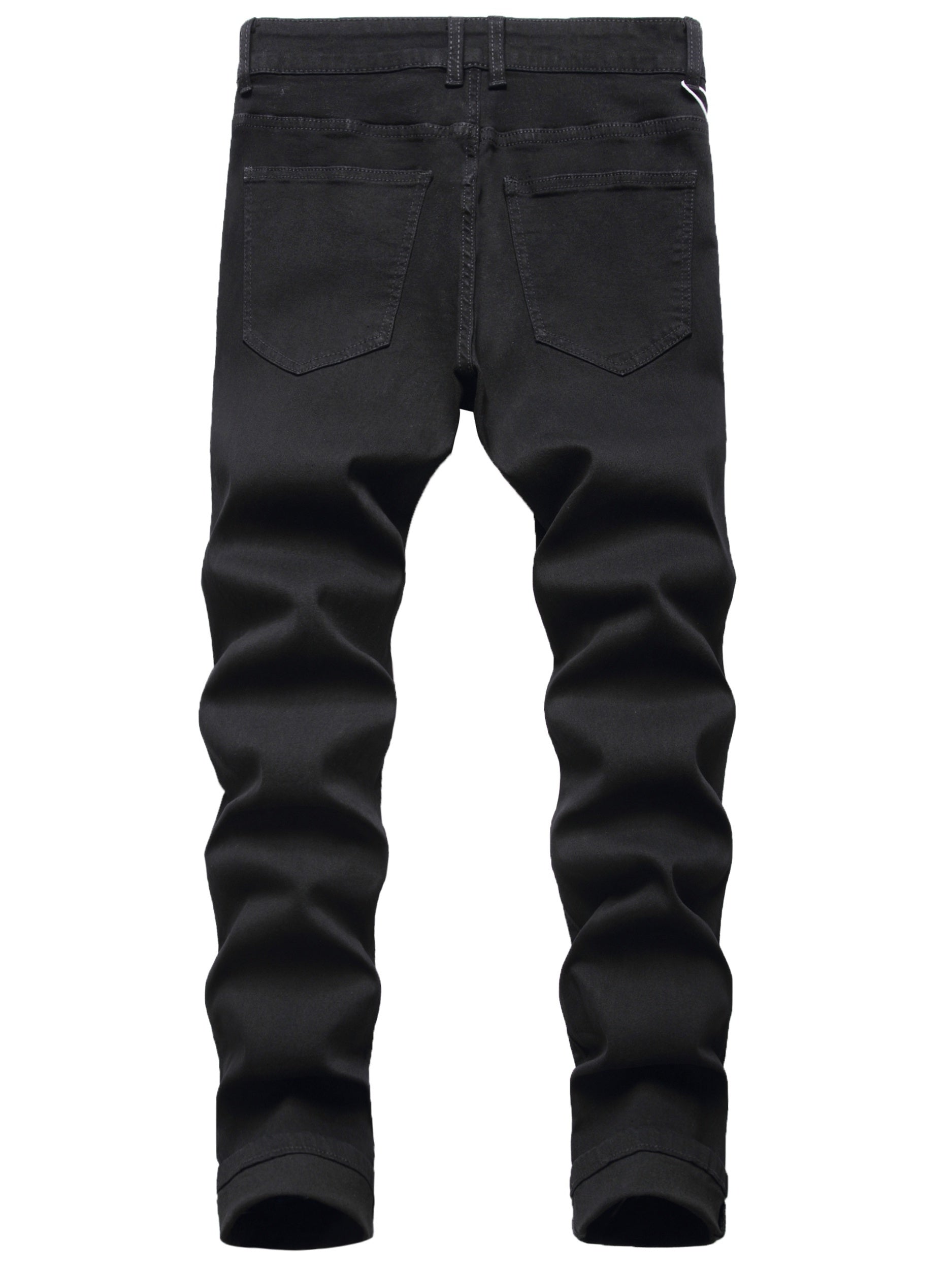 Men's Ripped Pencil Jeans Knee Rips Distressed Stretch Denim Pants
