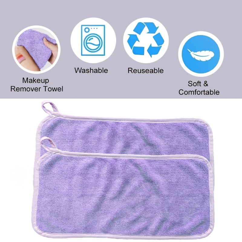 2pcs Light Purple Small Towel For Hands Soft Absorbent Microfiber with Loop