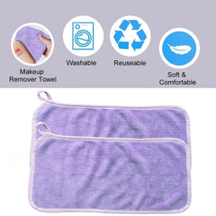 2pcs Light Purple Small Towel For Hands Soft Absorbent Microfiber with Loop