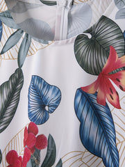 Floral Print Maxi Dress Short Sleeve Plus Size