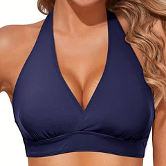 Deep V Neck Halter Bikini Top Backless Swimsuit