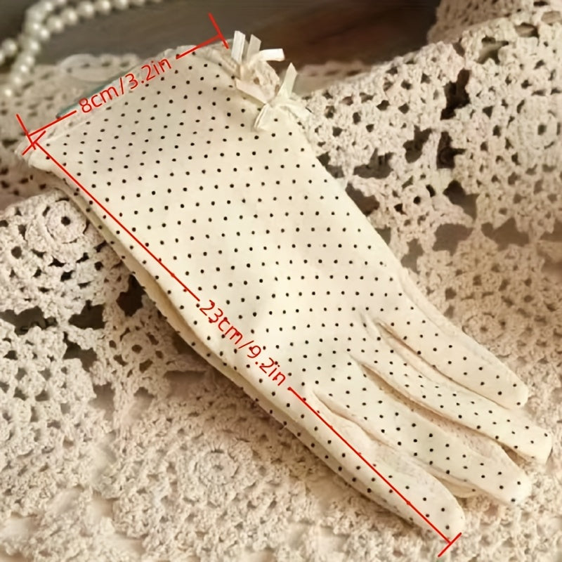 Polka Dot Lace Gloves Solid Women Cycling Thin Touch Screen Ice Glove
