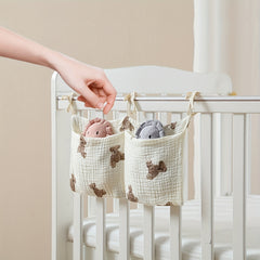 Double Layer Cotton Baby Bedside Storage Bag with Toy Collection Hanging Bag