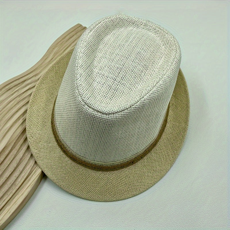 Jazz Hat Sun Hat Woven Straw Beach Hat For Men And Women