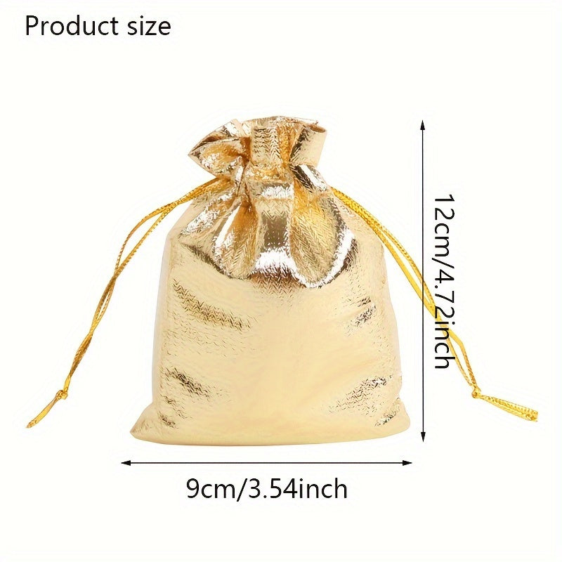 30pcs Golden Cloth Bags Jewelry Bags Gift Bags Drawstring Organza Jewelry Bags