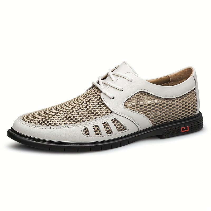 Men's Derby Shoes With Ventilation Holes Lace Up Front