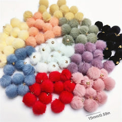 50pcs 15mm Mink Fur Ball Pendant Earrings Necklace DIY Jewelry Making