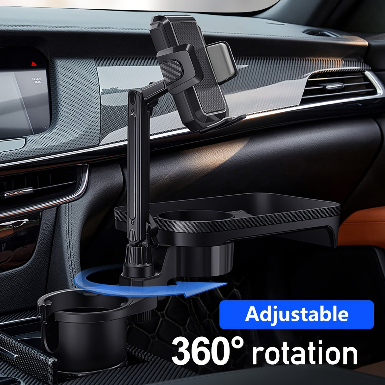 Car Cup Holder Tray & Phone Mount 3 In 1 Cup Holder Expander