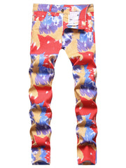 Men's Stylish Colorful Jeans Slim Fit Pants For Outdoor