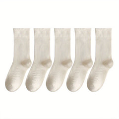 10 Pairs Solid Crew Socks for Women