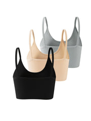 3pcs Solid Cami Crop Tops Crew Neck Women's Lingerie