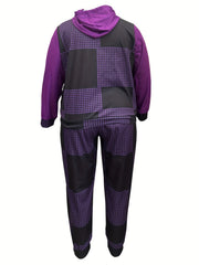 Patchwork Long Sleeve Hoodie & Pants Set