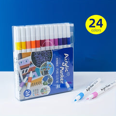 Acrylic Pens Watercolor Pencils Art Set 24 48 Colors Waterproof Opaque Markers