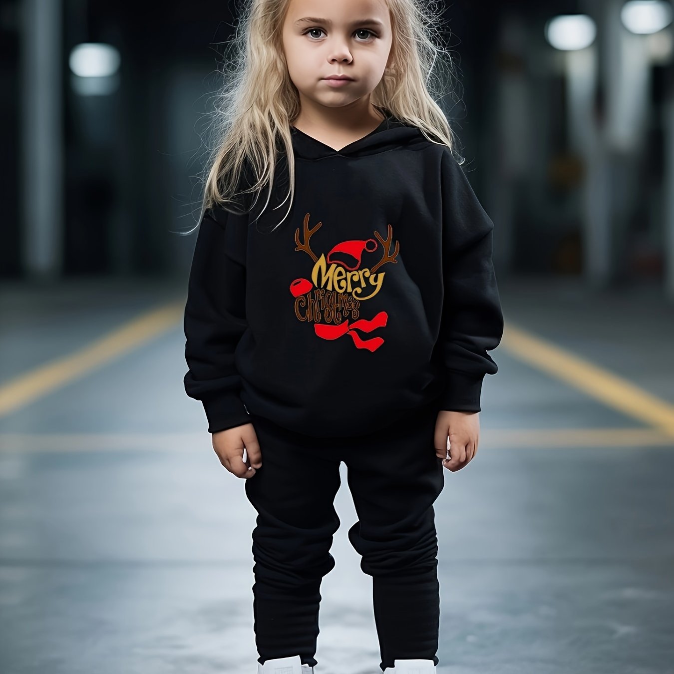 Girls Merry Christmas Hoodies Jogger Pants Set