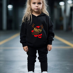 Girls Merry Christmas Hoodies Jogger Pants Set