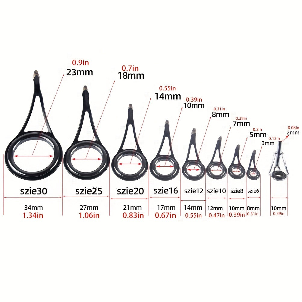 8pcs Stainless Steel Guide Rings for Lure Fishing Rods