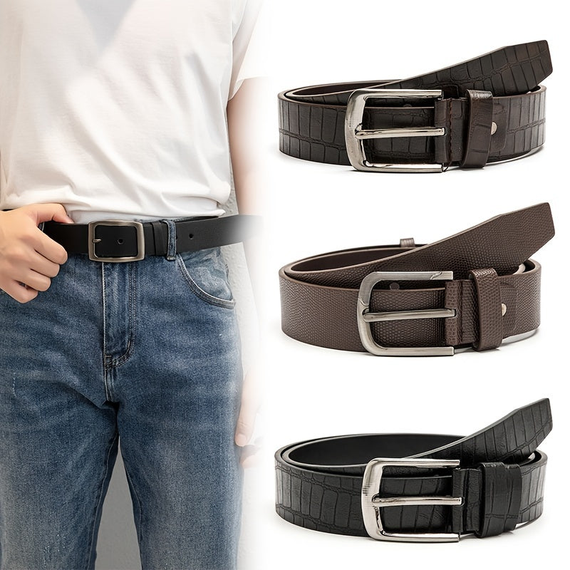 Men's Outdoor Casual PU Leather Belt with Alloy Buckle