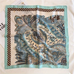 Green Paisley Print Bandana Vintage Square Scarf Silk Shawl Neckerchief