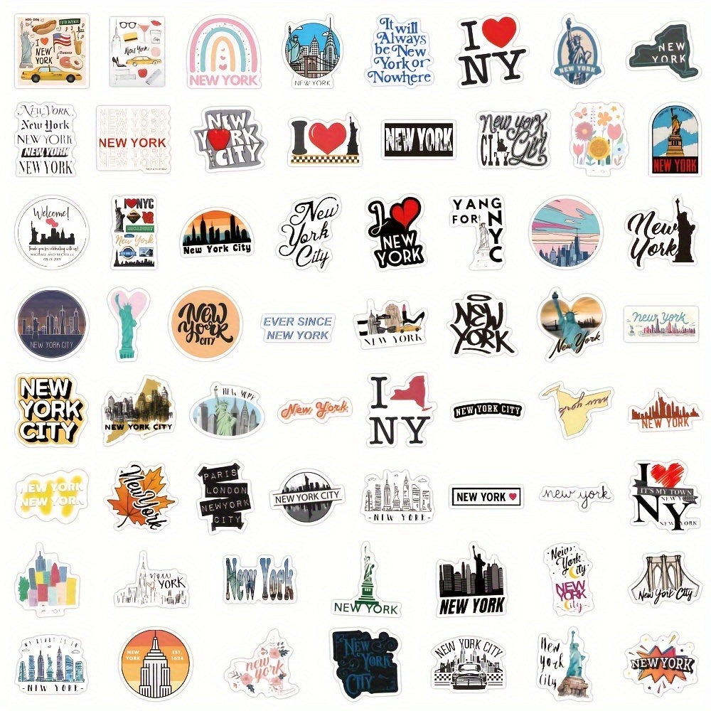 61PCS York Vinyl Stickers Waterproof Scrapbook Journaling Laptop Skateboard