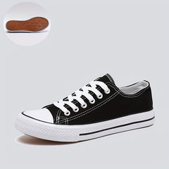 Women's Minimalist Flat Canvas Shoes Solid Lace Up Low Classic Shoes
