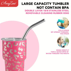 Anyzoo 2oz Leopard Ice Water Bottle BPA Stainless Steel Small Capacity