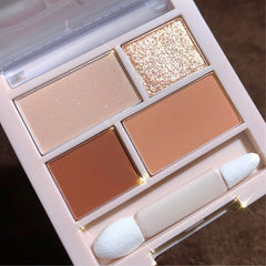 4 Color Eyeshadow Palette Pearly Matte Glitter Pink Sequins