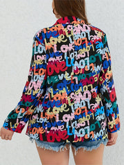 Casual Allover Letter Print Blazer