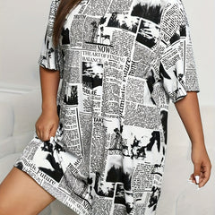 Newspaper Print Tee Sleep Dress