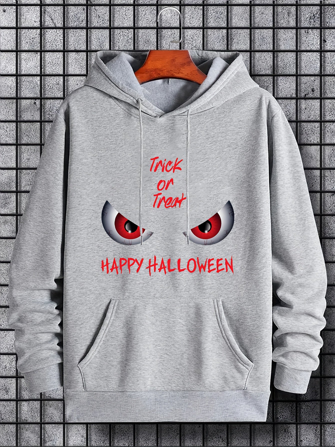 Men's Trick Or Treat Print Hoodie Active Drawstring Sweatshirt