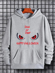 Men's Trick Or Treat Print Hoodie Active Drawstring Sweatshirt