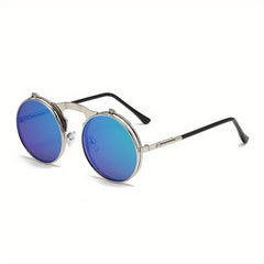 Metal Steampunk Dual Use Sunglasses with Small Round Frame