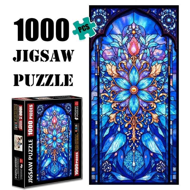 1000pcs Floral Stained Glass Door Jigsaw Puzzle