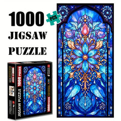 1000pcs Floral Stained Glass Door Jigsaw Puzzle