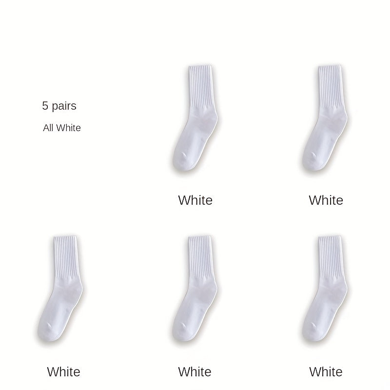 5 Pairs Ribbed Mid Tube Socks Women's Stockings