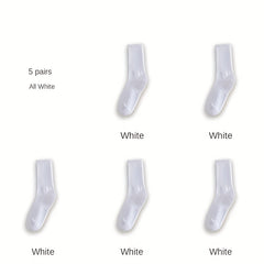 5 Pairs Ribbed Mid Tube Socks Women's Stockings